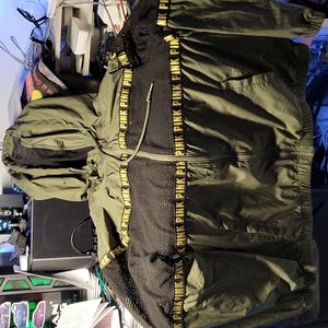 Pink vs victoria secret sexy workout windbreaker Hoodie jacket olive mesh